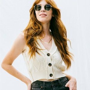 Free People Denson Cable Vest